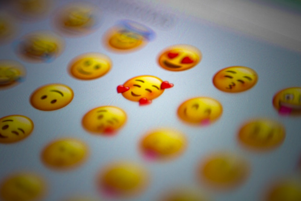 Various emojis are displayed as a part of a nonprofit's SMS service.
